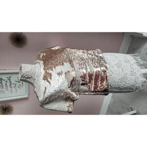 LKNW Ark & CO gold sequin unique short sleeve top blouse adorable S